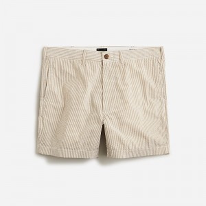 Men's J.Crew 5" stretch seersucker Shorts Khaki White USA FCGDQNM05