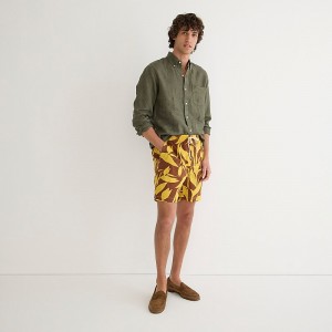 Men's J.Crew 6'' dock print Shorts Summer Plant Yellow Bro USA GLIHRAU15