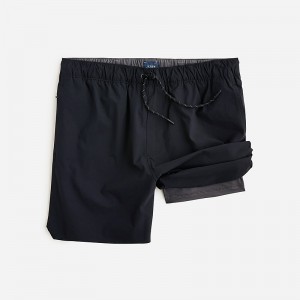 Men's J.Crew 6'' lined tech dock Shorts Black USA CUFNJLB27