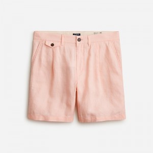 Men's J.Crew 7.5'' pleated linen Shorts Butter Pink USA VLQYSZM97