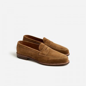 Men's J.Crew Alden® for J.Crew suede penny Loafers Brown USA TKZHNWV35