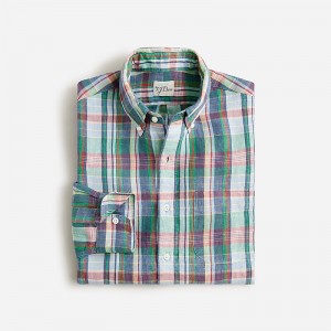 Men's J.Crew Baird McNutt Irish linen Shirts Mckenzie Plaid Blue Gre USA DNCMBRF29