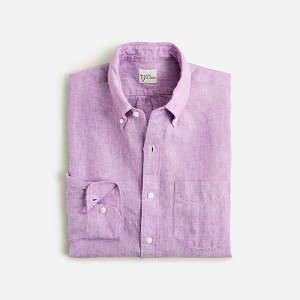 Men's J.Crew Baird McNutt Irish linen Shirts Spring Violet USA BGFVHDR60