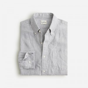 Men's J.Crew Baird McNutt Irish linen Shirts Pebbel Grey USA YCFZRXH89