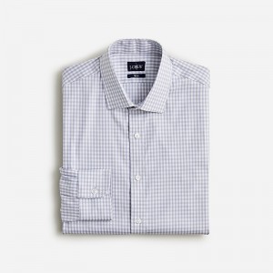 Men's J.Crew Bowery performance stretch with spread collar Dress Shirts Tobby White Gray USA KCGQSDU13