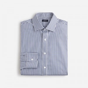 Men's J.Crew Bowery performance stretch with spread collar Dress Shirts Toby Gingham White Navy USA QESPVLG35