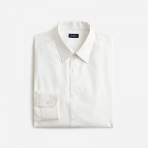 Men's J.Crew Bowery wrinkle-free dobby with point collar Dress Shirts Thompson Dobby White USA MZDORXE35