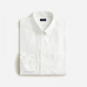 Men's J.Crew Bowery wrinkle-free with point collar Dress Shirts White Wf Stretch Twill USA ORNLQYP43