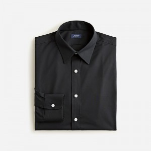 Men's J.Crew Bowery wrinkle-free with point collar Dress Shirts Black USA ONQPMSH52