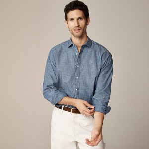 Men's J.Crew Bowery wrinkle-free with spread collar Dress Shirts One Year Wash USA YLWKMUZ49