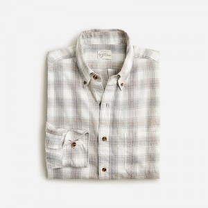 Men's J.Crew Brushed twill Shirts Perry Plaid Ivory Htr M USA CTKMOJR23