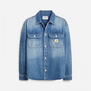 Men's J.Crew Carhartt® Work Progress Harvery denim Jackets Blue Stone Bleached USA RYBXIOQ57