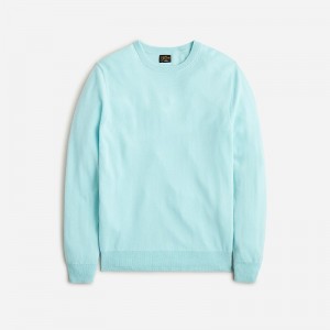 Men's J.Crew Cashmere jacquard crewneck Sweaters Light Aqua USA ORLEMNA08