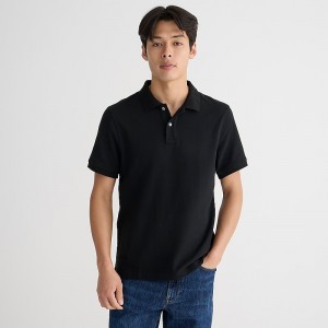 Men's J.Crew Classic piqué Polo Shirts Black USA JKXRPBG47