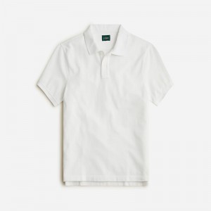 Men's J.Crew Classic piqué Polo Shirts White USA QKOZBTL19