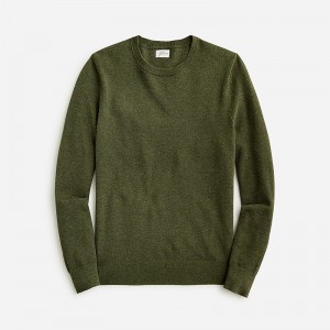 Men's J.Crew Cotton piqué-stitch crewneck Sweaters Heather Moss USA KNTGYVH15