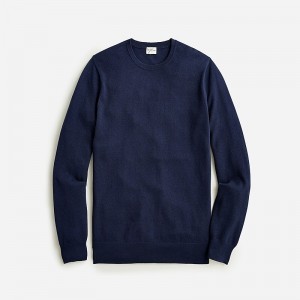 Men's J.Crew Cotton piqué-stitch crewneck Sweaters Navy USA WZTRXIH81