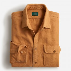 Men's J.Crew Heavyweight chamois Workshirt Camel USA BXAUMYD15