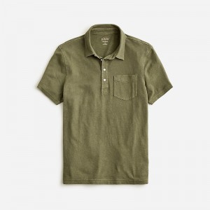 Men's J.Crew Hemp-organic cotton blend Polo Shirts Loden Green USA LIQVMGW09