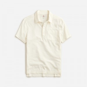 Men's J.Crew Hemp-organic cotton blend Polo Shirts Natural USA LKTNJHW94