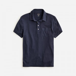 Men's J.Crew Hemp-organic cotton blend Polo Shirts Darkest Indigo USA VRKCHMG79