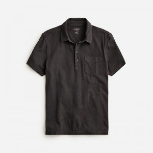 Men's J.Crew Hemp-organic cotton blend Polo Shirts Black USA RAZYVWT39