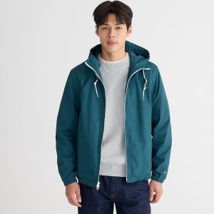 Men's J.Crew Hooded surf Jackets Deep Teal USA OUWQAVC83