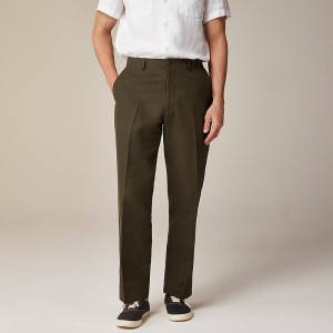 Men's J.Crew Kenmare Relaxed-fit cotton-linen blend herringbone Suit Pant Olive USA ARTOLFS13