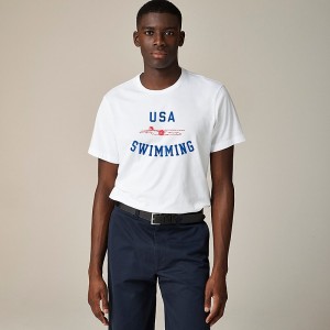 Men's J.Crew Limited-edition USA Swimming® X J.Crew Broken-in graphic T-shirts Usa Swim White USA BWEGVFT97