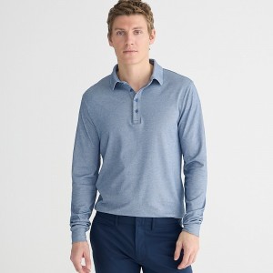 Men's J.Crew Long-sleeve performance with COOLMAX® technology Polo Shirts Oxford Blue USA LIFUYQR56