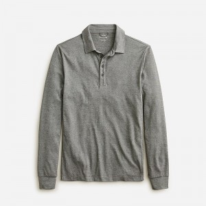 Men's J.Crew Long-sleeve performance with COOLMAX® technology Polo Shirts Dark Carbon USA GJWVHIE97