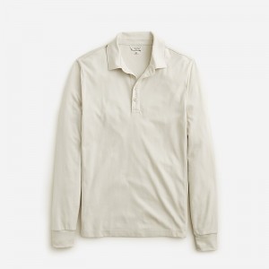 Men's J.Crew Long-sleeve performance with COOLMAX® technology Polo Shirts Stone USA UGAVPCI79