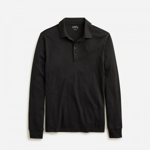 Men's J.Crew Long-sleeve performance with COOLMAX® technology Polo Shirts Black USA UNXGHWC96