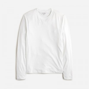 Men's J.Crew Long-sleeve performance with COOLMAX® technology T-shirts White USA FWZGKIR76