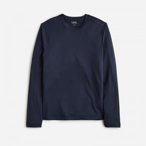 Men's J.Crew Long-sleeve performance with COOLMAX® technology T-shirts Navy USA YQNDGRT56