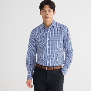 Men's J.Crew Ludlow Premium fine cotton Dress Shirts Quincy Gingham Blue Whi USA QJZEDYB60