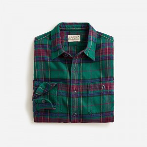 Men's J.Crew Midweight flannel Workshirt Jaxon Plaid Dk Green Mu USA IQYZXMF61