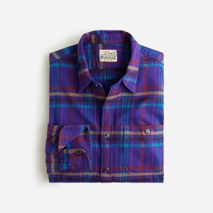 Men's J.Crew Midweight flannel Workshirt Nolan Plaid Blue Multi USA PHUMICB09