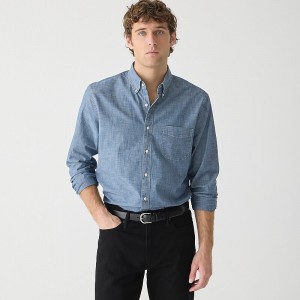 Men's J.Crew Organic cotton chambray five-year wash Shirts One Year Wash USA WSYNRLG08