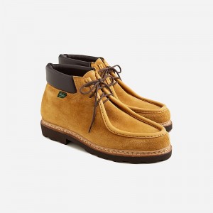 Men's J.Crew Paraboot X J.Crew Milly Marche derby roughout suede Boots Faded Wheat USA PWFMVTC48