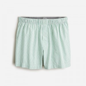 Men's J.Crew Patterned Boxers Cedric White Green USA CPJLTFH89