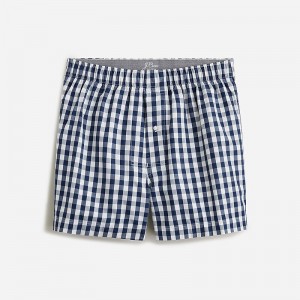 Men's J.Crew Patterned Boxers Van Buren Gingham Navy USA KJBVUTL31