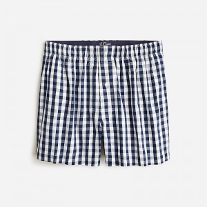 Men's J.Crew Patterned Boxers Van Buren Gingham Navy USA DNSUERA76