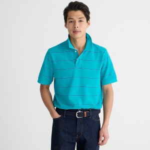 Men's J.Crew Piqué Polo Shirts Turquoise Blue Wave Str USA JWYHGCN09