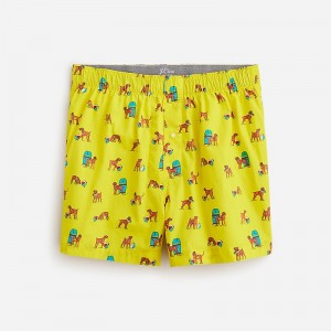 Men's J.Crew Printed Boxers Beach Dog Yellow Multi USA XWFOSAV86