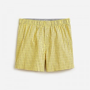 Men's J.Crew Printed Boxers Cube Geo Yellow Blue USA QLICKMD83