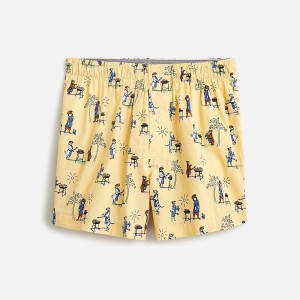 Men's J.Crew Printed Boxers Grillmaster Pup Pale Ye USA RIYSEUA67