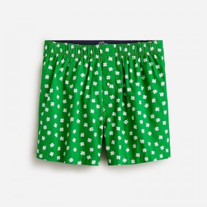 Men's J.Crew Printed Boxers Spring Clover Green Whi USA ZXSFHCK69