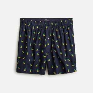 Men's J.Crew Printed Boxers Summer Pineapple Navy Y USA GTWUZIY06