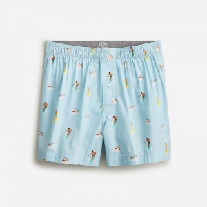 Men's J.Crew Printed Boxers Surfer And Shark Multi USA FPYZSWV13